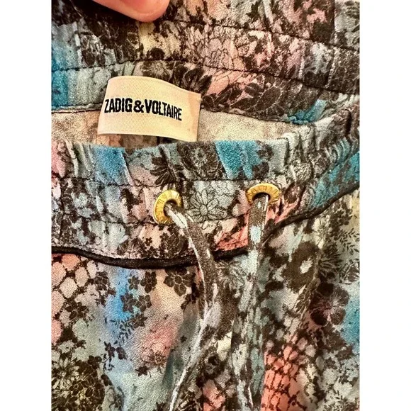 Zadig & Voltaire Parone Camou Python Pants Pull-On Elastic Floral Sz 36 Viscose - Picture 2 of 5